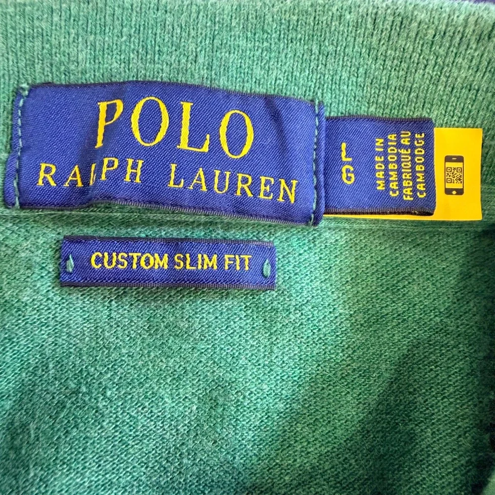 Polo Ralph Lauren Polo Shirt Mens L Green Custom Slim Fit Cotton Pique Pony Golf
